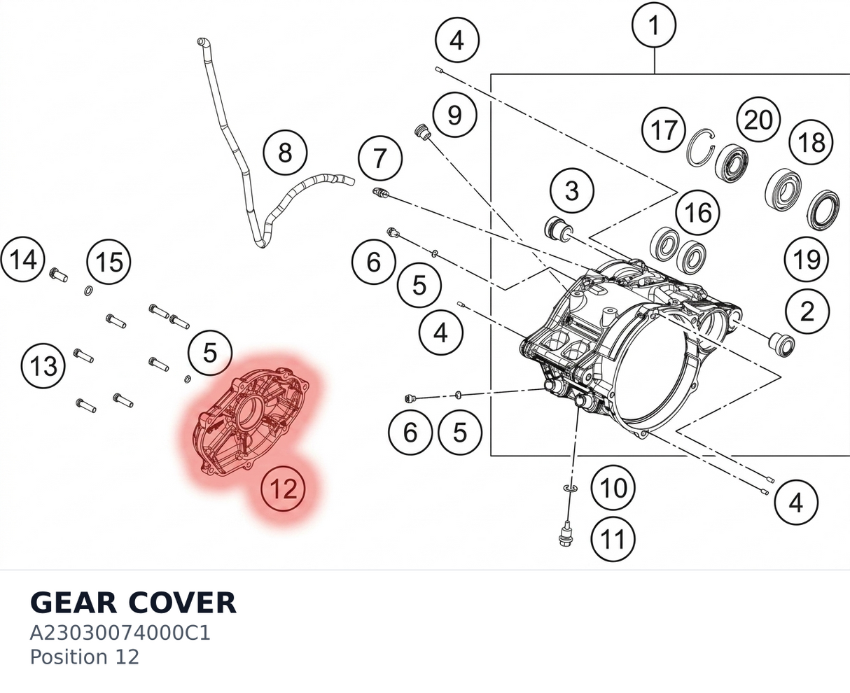Diagram preview: GEAR COVER (A23030074000C1)