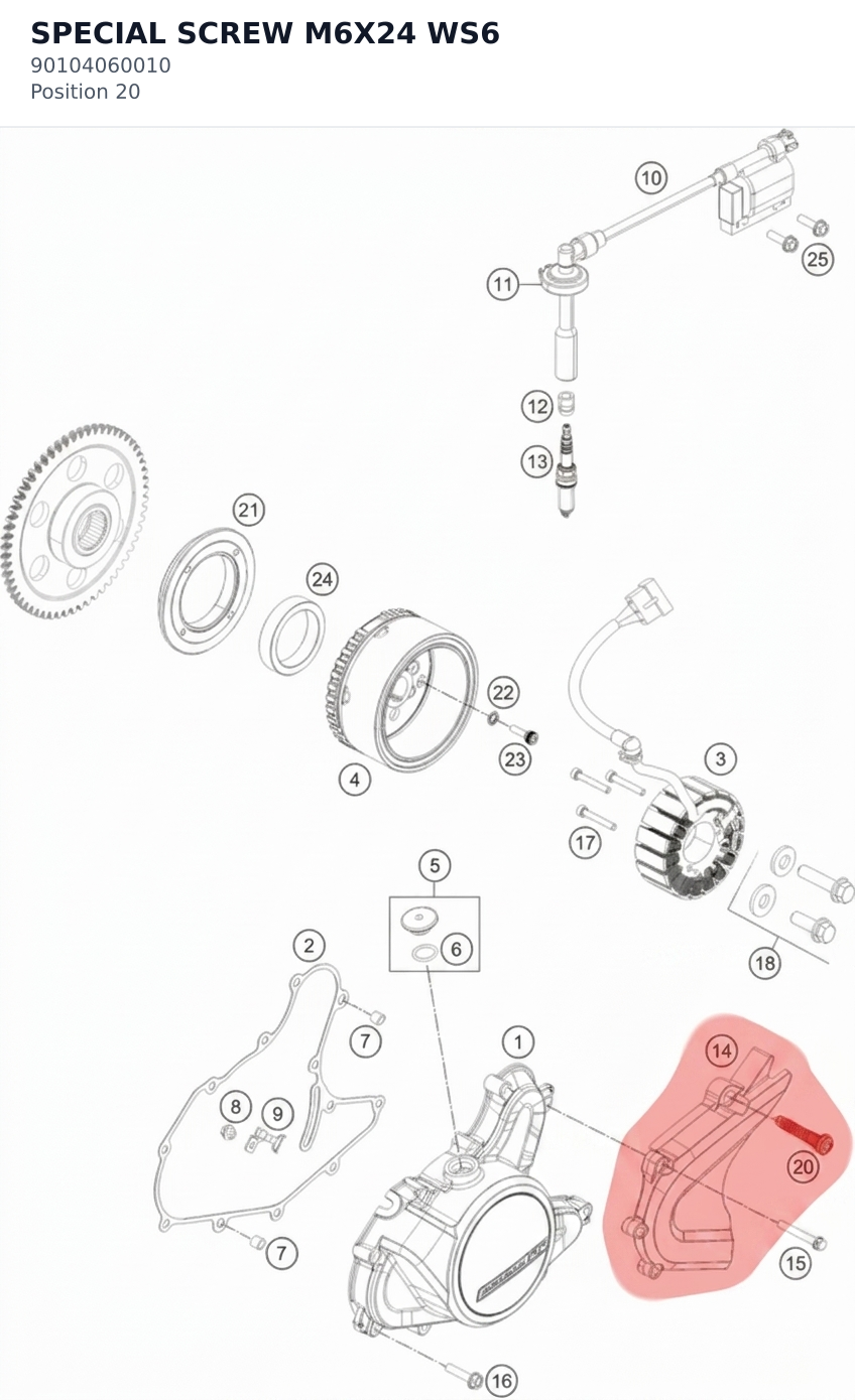 Diagram preview: SPECIAL SCREW M6X24 WS6 (90104060010)