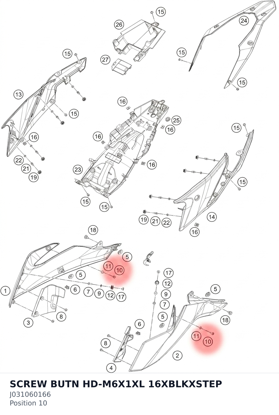 Diagram preview: SCREW BUTN HD-M6X1XL 16XBLKXSTEP (J031060166)