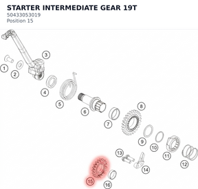 Diagram preview: STARTER INTERMEDIATE GEAR 19T (50433053019)