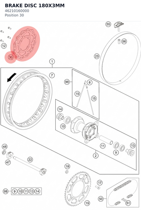 Diagram preview: BRAKE DISC 180X3MM (46210160000)