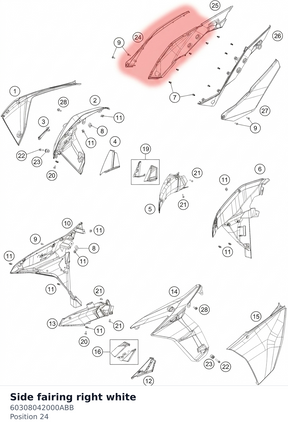 Diagram preview: Side fairing right white (60308042000ABB)