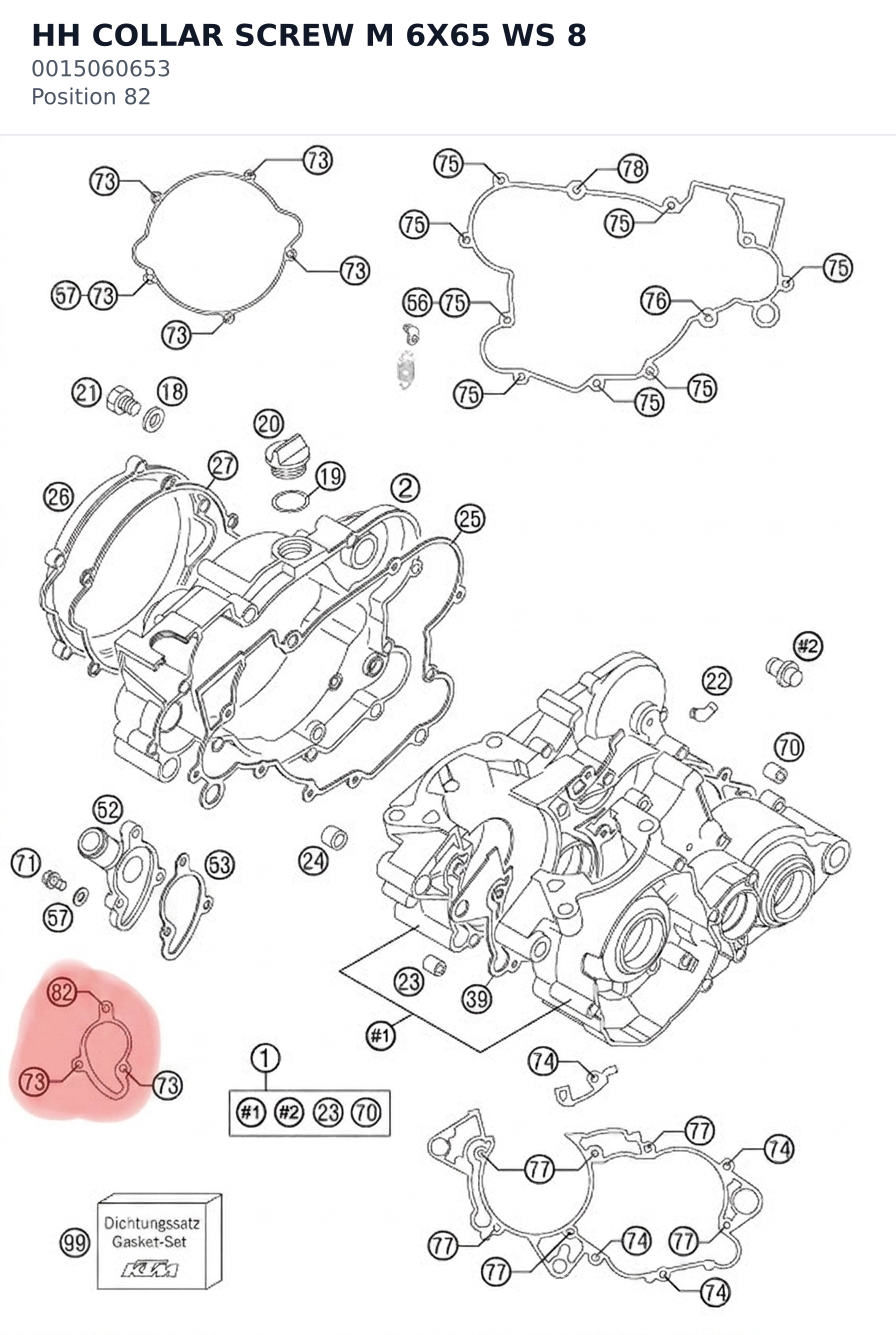 Diagram preview: HH COLLAR SCREW M 6X65    WS 8 (0015060653)