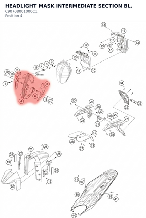 Diagram preview: HEADLIGHT MASK INTERMEDIATE SECTION BL. (C90708001000C1)