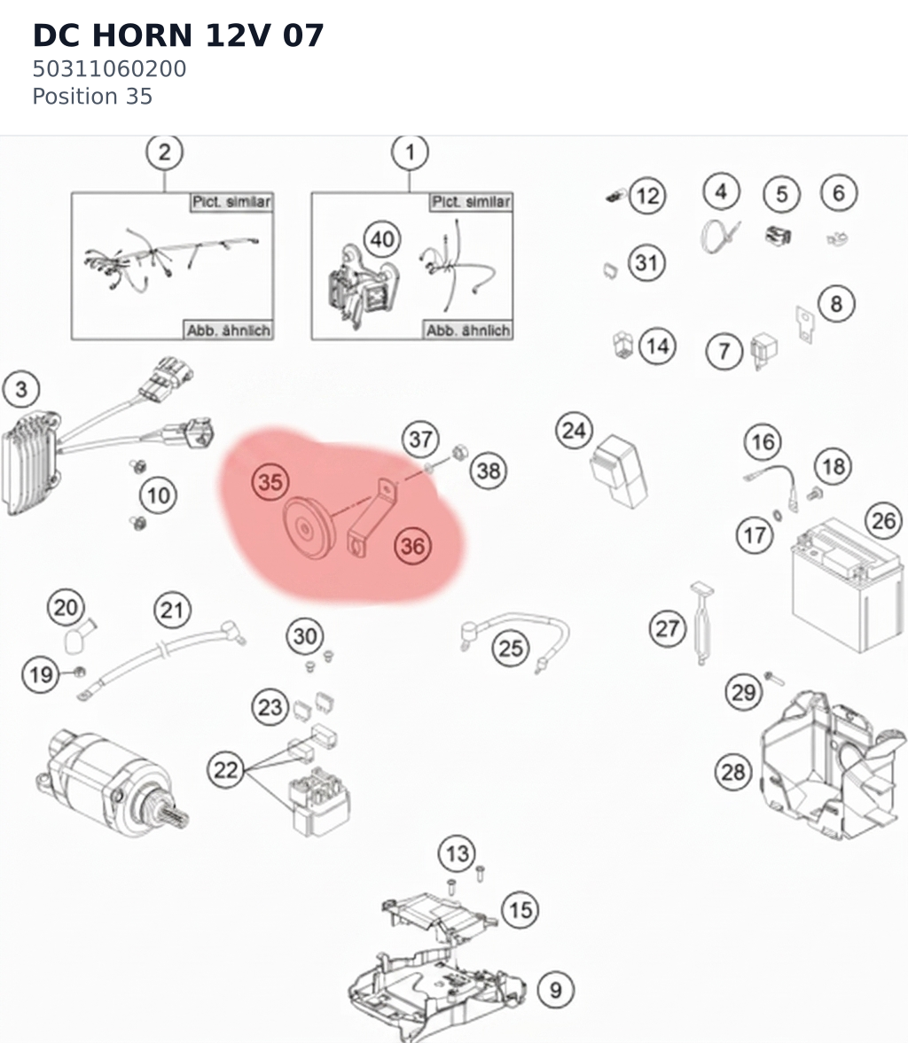 Diagram preview: DC HORN 12V 07 (50311060200)