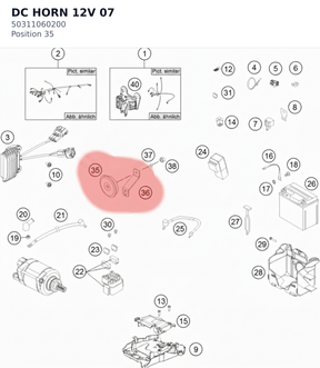 Diagram preview: DC HORN 12V 07 (50311060200)