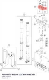 Diagram preview: Handlebar mount D28 mm-H36 mm (A48001139036)