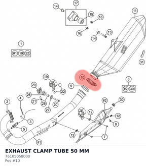 Diagram preview: EXHAUST CLAMP TUBE 50 MM (76105058000)