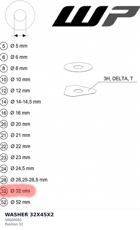 Diagram preview: WASHER 32X45X2 (50600065)