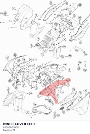 Diagram preview: INNER COVER LEFT (60308025000)