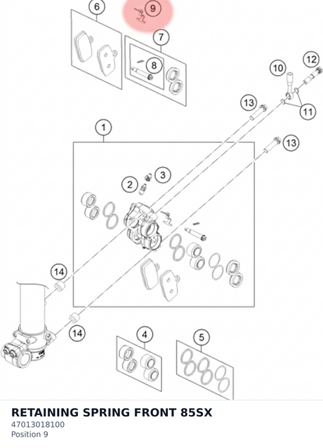 Diagram preview: RETAINING SPRING FRONT 85SX (47013018100)