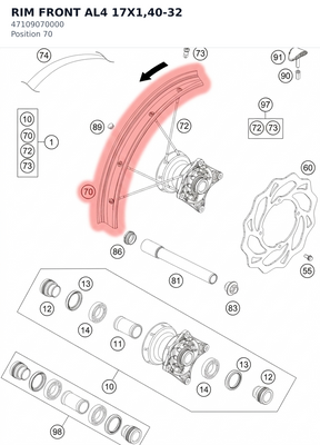 Diagram preview: RIM FRONT AL4 17X1,40-32 (47109070000)
