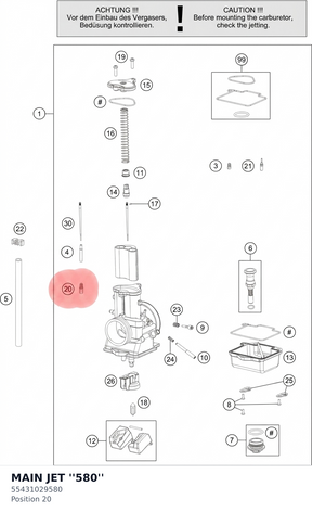 Diagram preview: MAIN JET ''580'' (55431029580)