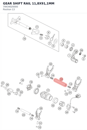 Diagram preview: GEAR SHIFT RAIL 11,8X91,1MM (79434020000)