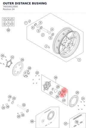 Diagram preview: OUTER DISTANCE BUSHING (76010012000)