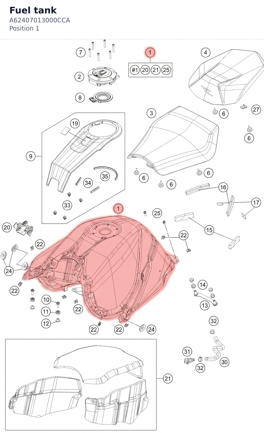 Diagram preview: Fuel tank (A62407013000CCA)