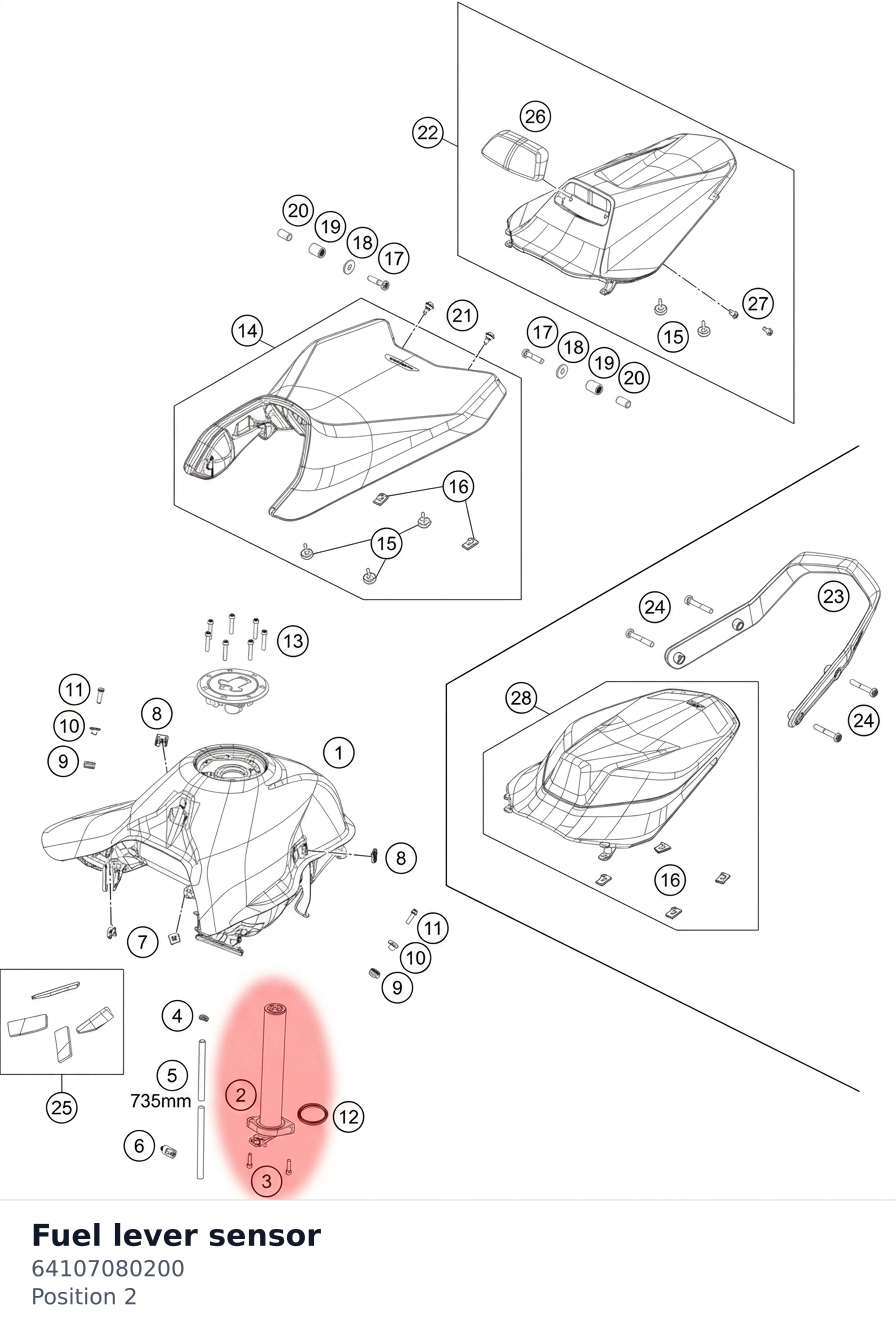 Diagram preview: Fuel lever sensor (64107080200)