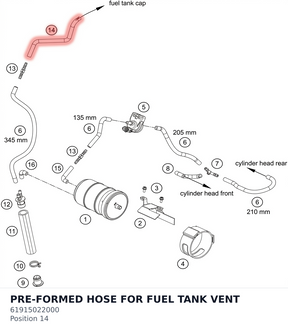 Diagram preview: PRE-FORMED HOSE FOR FUEL TANK VENT (61915022000)