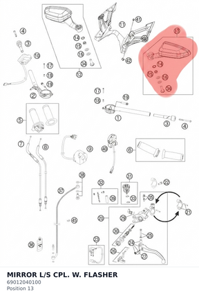 Diagram preview: MIRROR L/S CPL. W. FLASHER (69012040100)