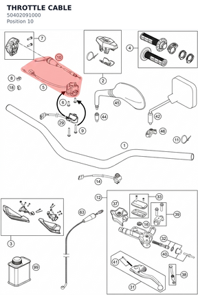 Diagram preview: THROTTLE CABLE (50402091000)