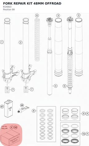 Diagram preview: FORK REPAIR KIT 48MM OFFROAD (R14063)