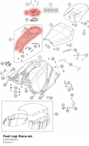 Diagram preview: Fuel cap Race-on (61907008000)