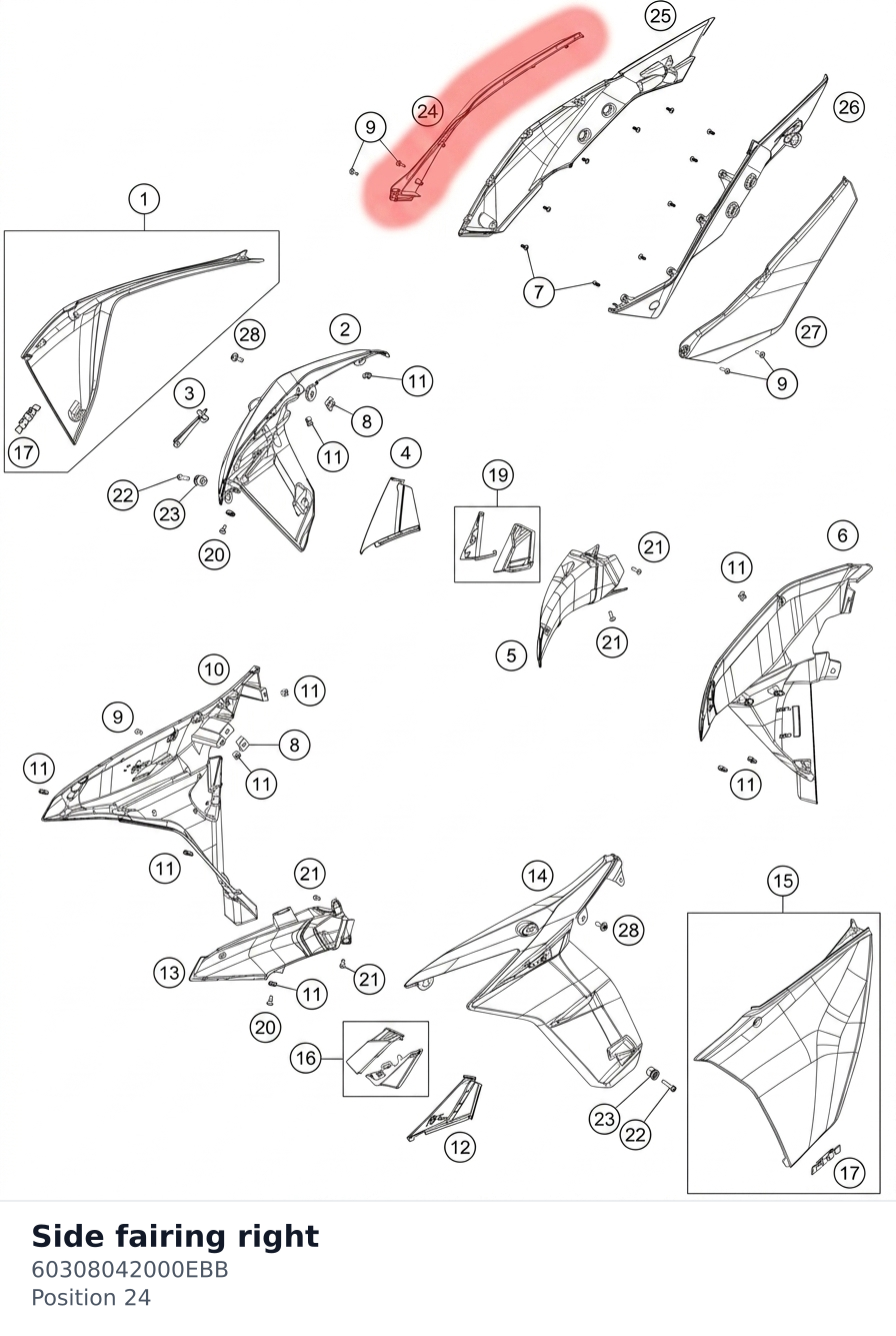 Diagram preview: Side fairing right (60308042000EBB)
