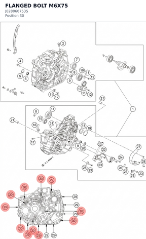 Diagram preview: FLANGED BOLT M6X75 (J028060753S)