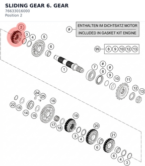 Diagram preview: SLIDING GEAR 6. GEAR (76633016000)