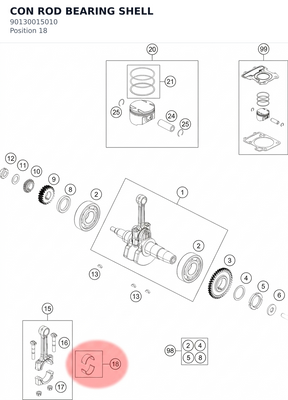 Diagram preview: CON ROD BEARING SHELL (90130015010)