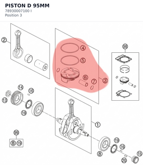 Diagram preview: PISTON D 95MM (78930007100 I)