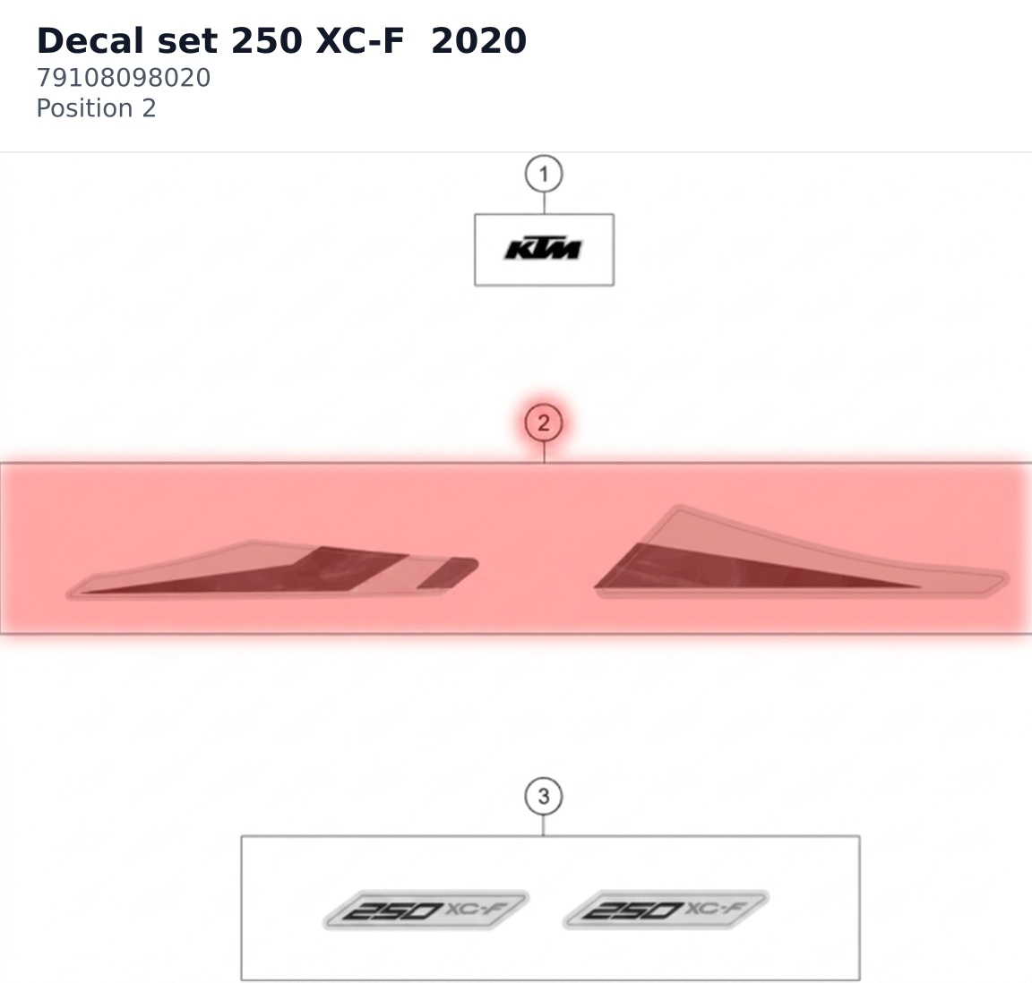 Diagram preview: Decal set 250 XC-F  2020 (79108098020)