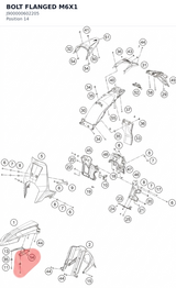 Diagram preview: BOLT FLANGED M6X1 (J900000602205)
