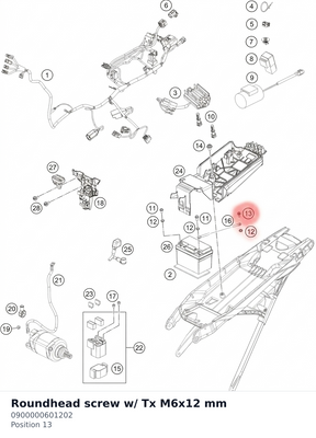 Diagram preview: Roundhead screw w/ Tx M6x12 mm (0900000601202)