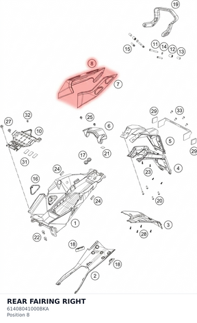 Diagram preview: REAR FAIRING RIGHT (61408041000BKA)