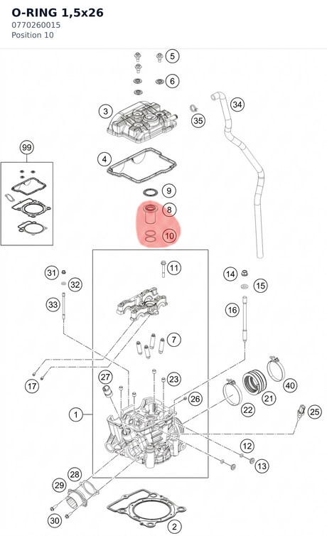 Diagram preview: O-RING 1,5x26 (0770260015)
