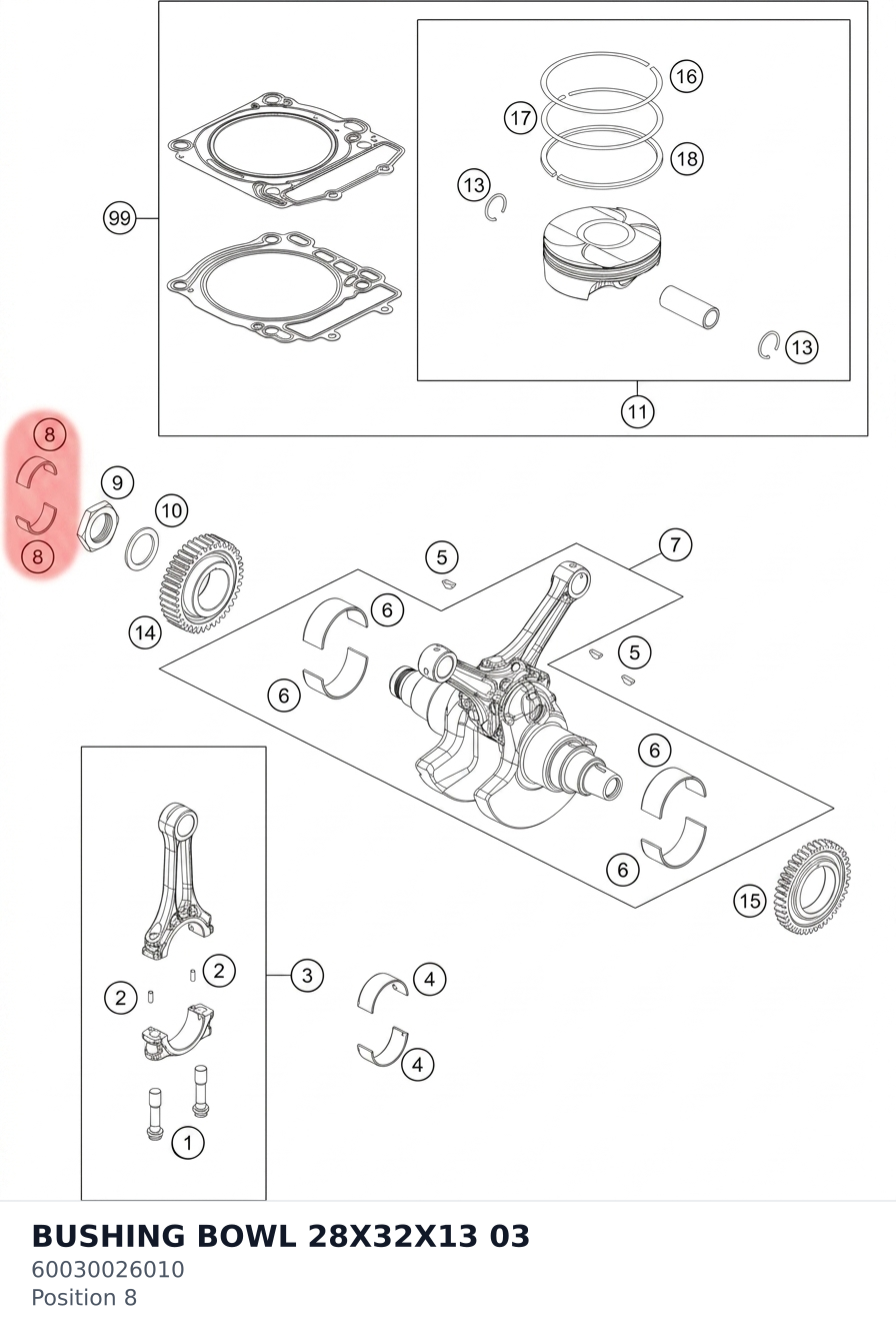 Diagram preview: BUSHING BOWL 28X32X13       03 (60030026010)