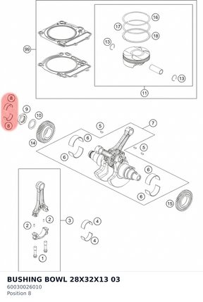 Diagram preview: BUSHING BOWL 28X32X13       03 (60030026010)