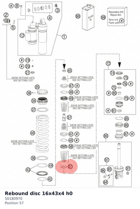 Diagram preview: Rebound disc 16x43x4 h0 (50180970)