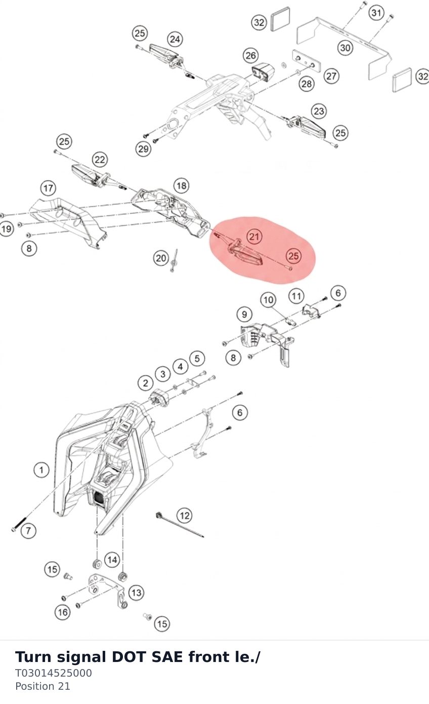 Diagram preview: Turn signal DOT SAE front le./ (T03014525000)