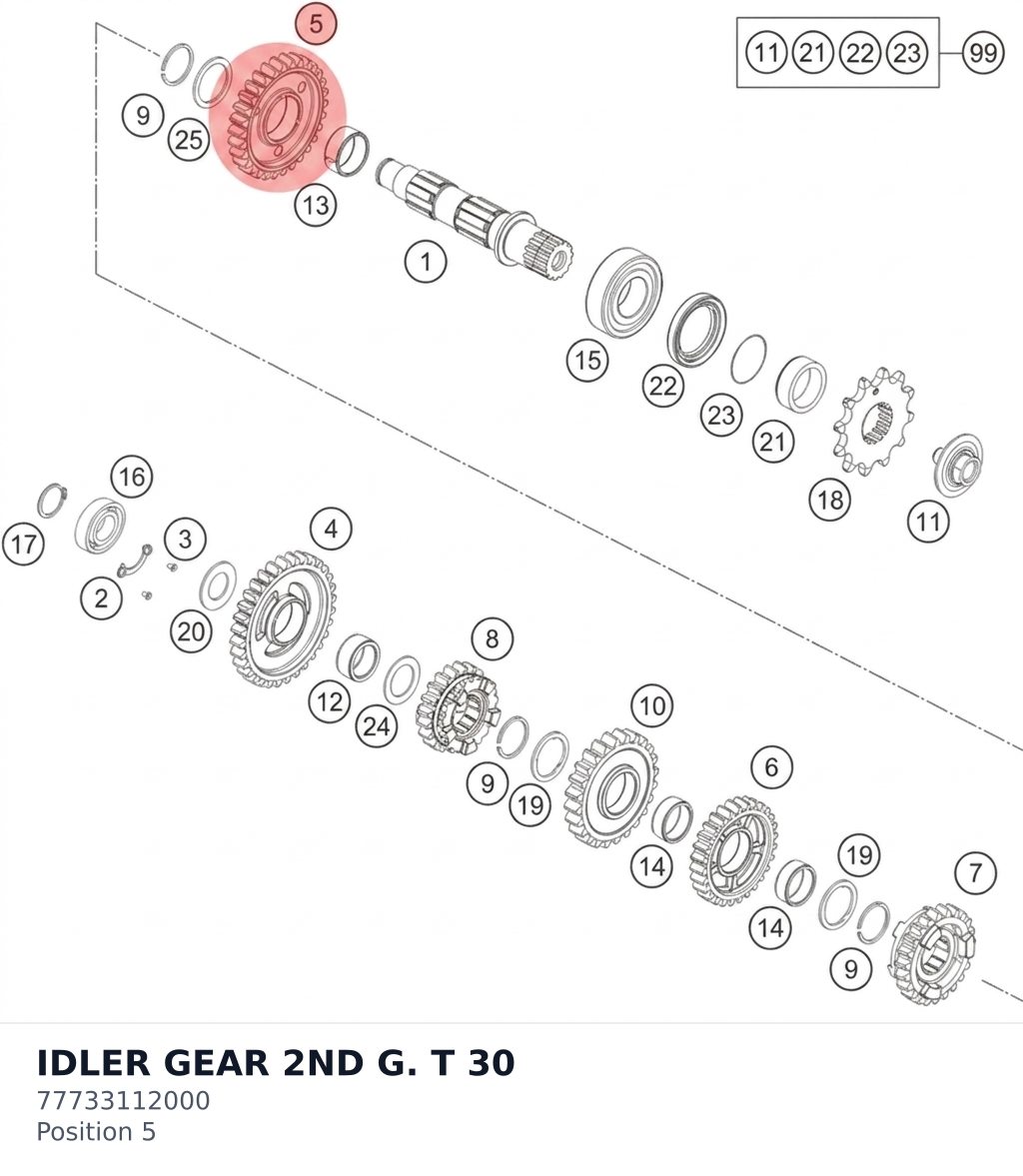 Diagram preview: IDLER GEAR 2ND G. T 30 (77733112000)