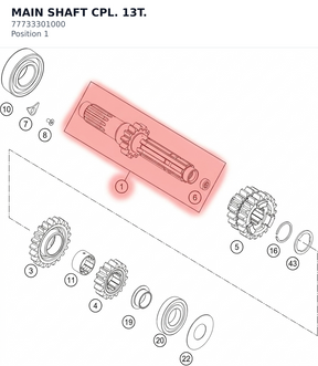 Diagram preview: MAIN SHAFT CPL. 13T. (77733301000)