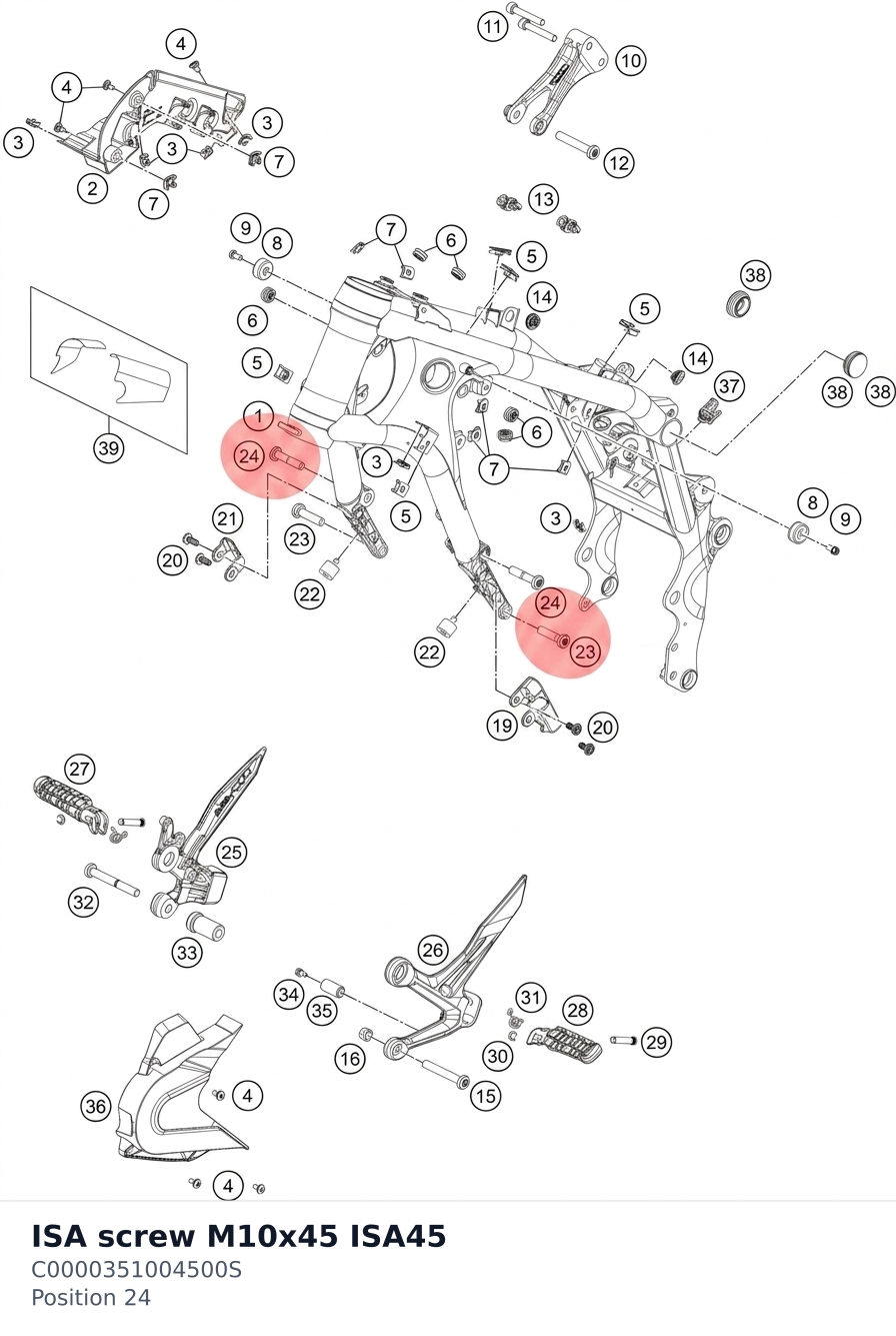 Diagram preview: ISA screw M10x45 ISA45 (C0000351004500S)