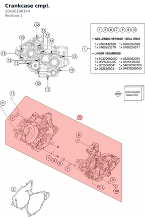 Diagram preview: Crankcase cmpl. (50430100144)