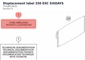 Diagram preview: Displacement label 250 EXC SIXDAYS (79708078035)