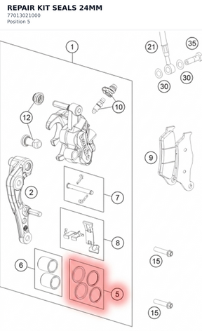 Diagram preview: REPAIR KIT SEALS 24MM (77013021000)