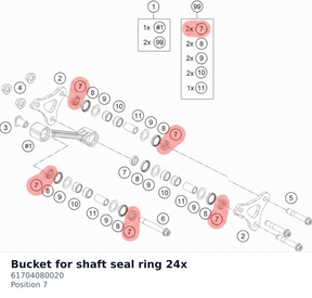 Diagram preview: Bucket for shaft seal ring 24x (61704080020)