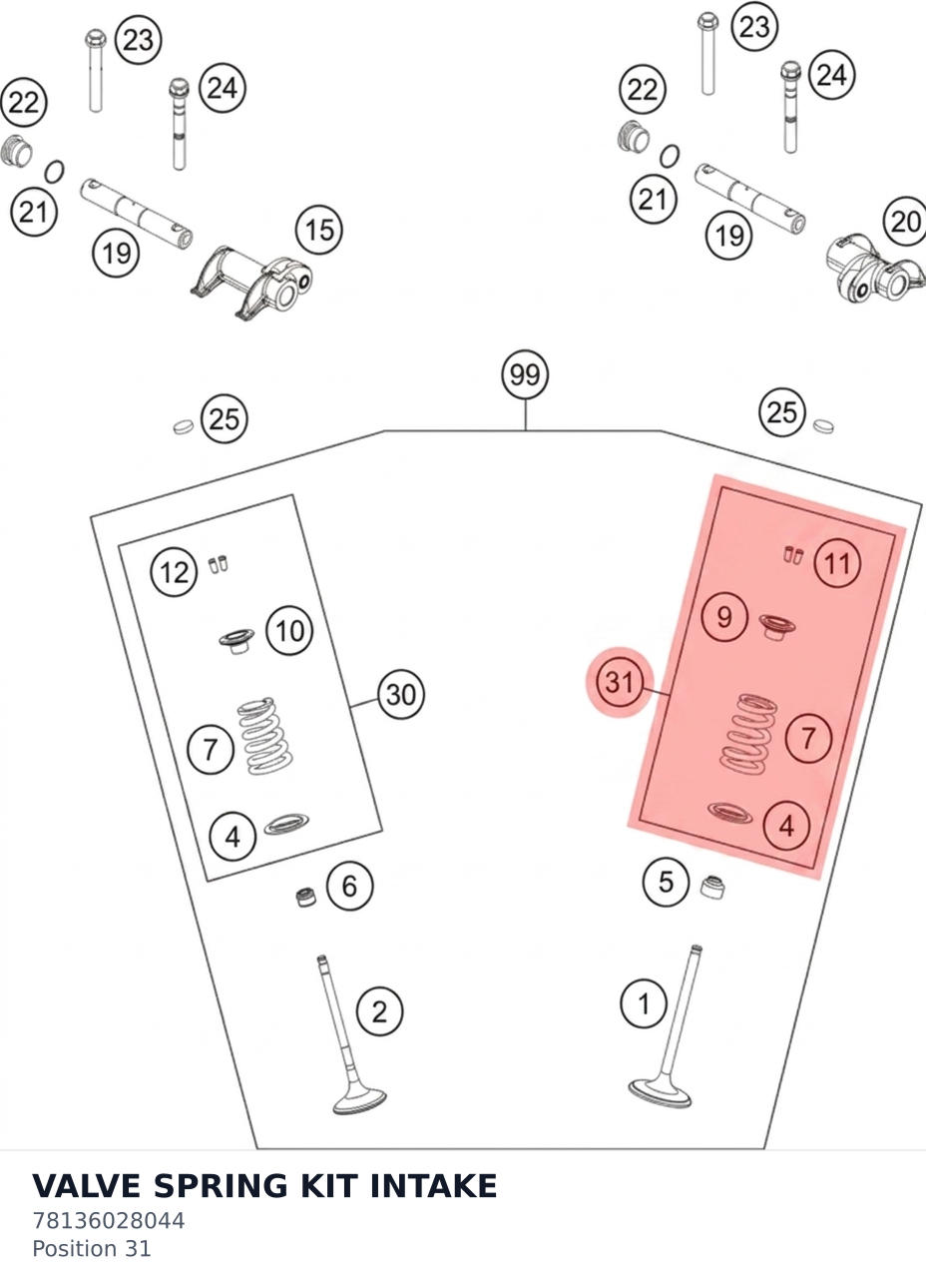 Diagram preview: VALVE SPRING KIT INTAKE (78136028044)