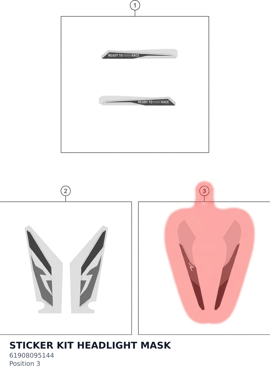 Diagram preview: STICKER KIT HEADLIGHT MASK (61908095144)
