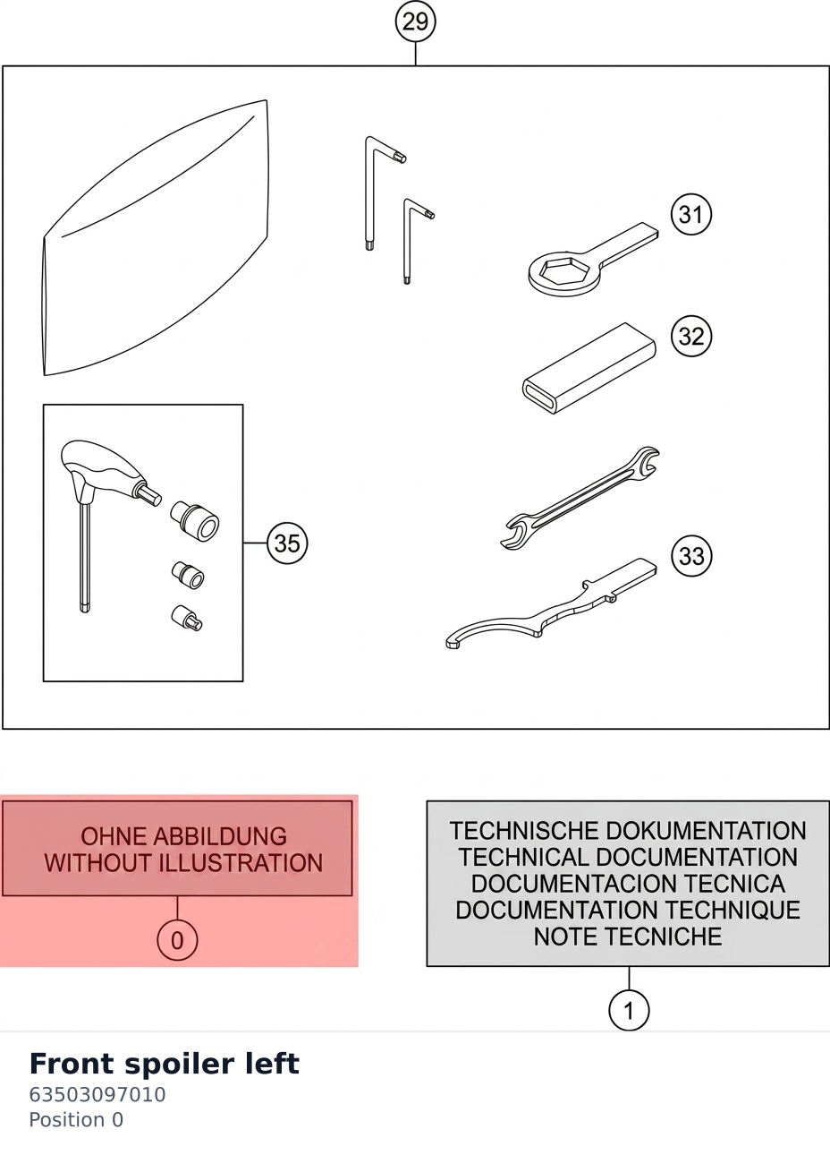 Diagram preview: Front spoiler left (63503097010)